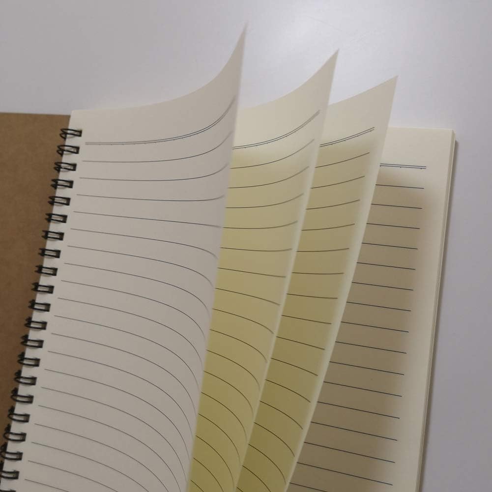 B5 Spiral Notebook Lined 10.5×7.3 Kraft Cover 140 Pages Wire Bound Journal