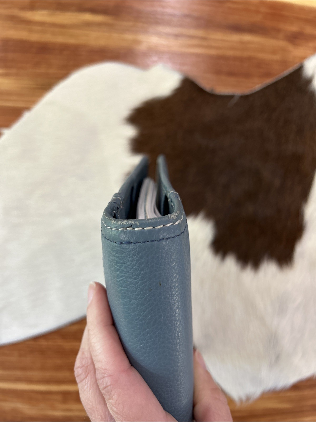 Franklin covey Vintage Full Grain Italian Leather Dusty Blue 6 Ring Planner