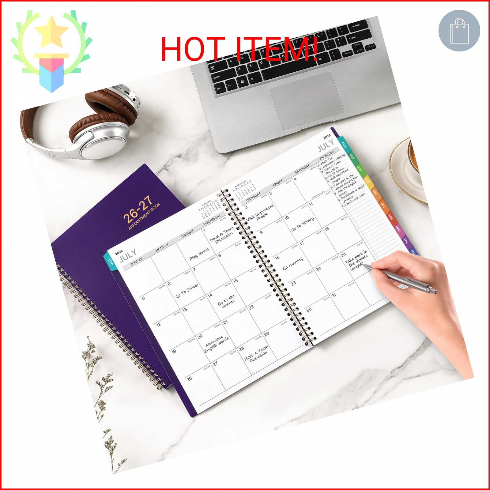 2026-2027 Appointment Book/Planner – 8.2″ x 11″, Daily Planner 2026-2027 from Ju