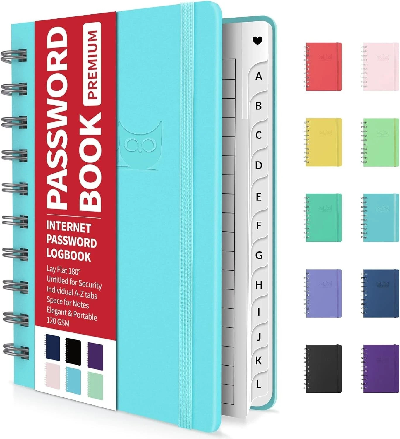 Password Book with Individual Alphabetical Tabs, 4″X5.5″ Small Password Notebook