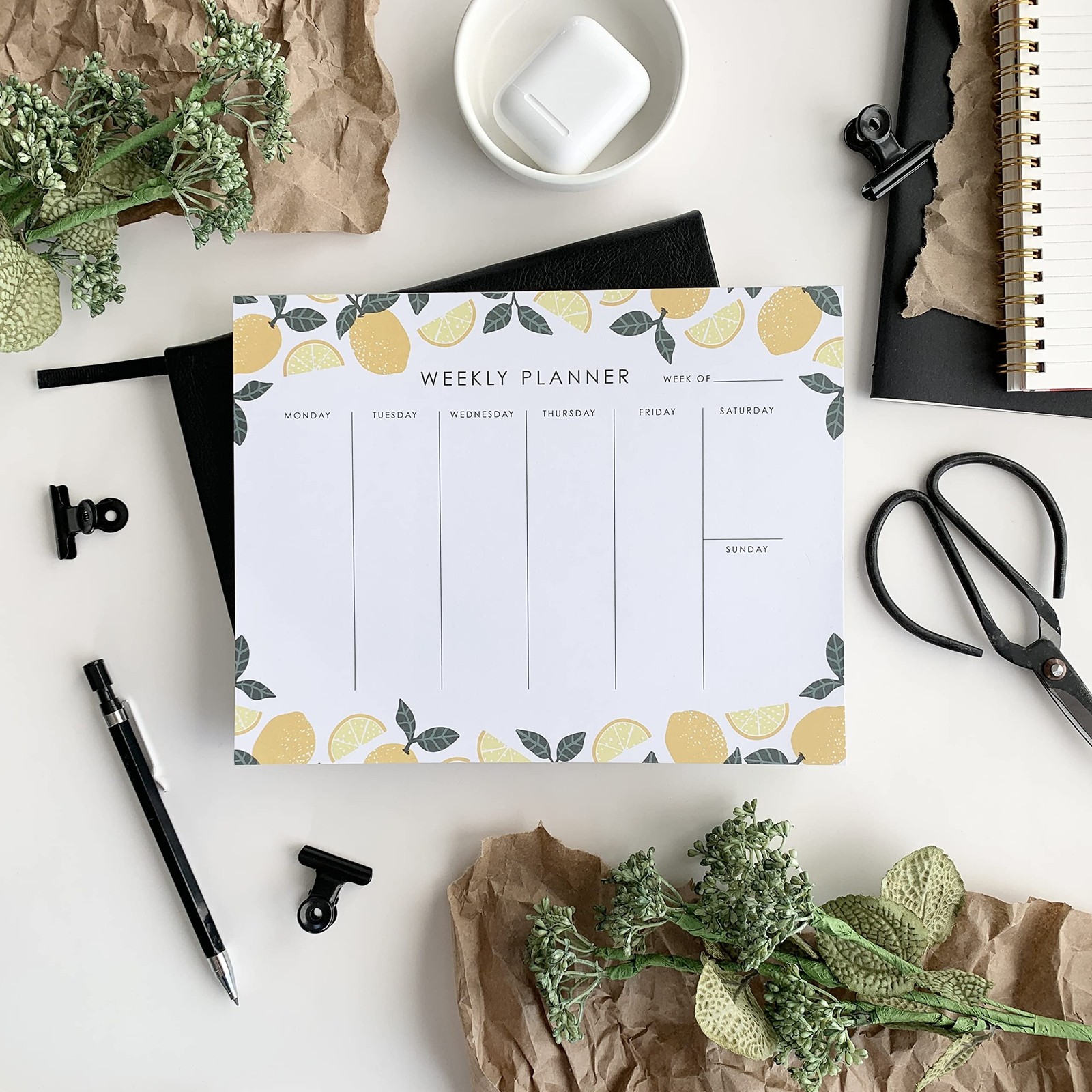 Weekly Planner Notepad – 9×7” inches, 52 tear off sheets 7 in. x 9 in., Lemon