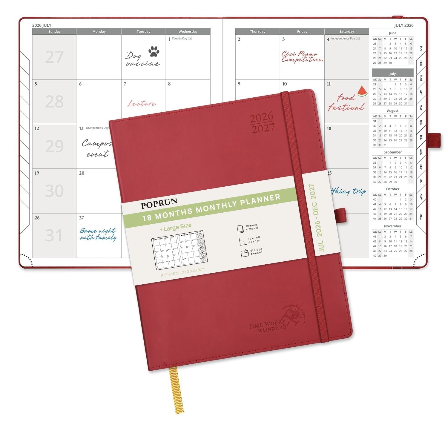 Monthly Planner 20262027 Large 8.5″ x 10.5″ Soft Cover, 18Month Calendar Book…