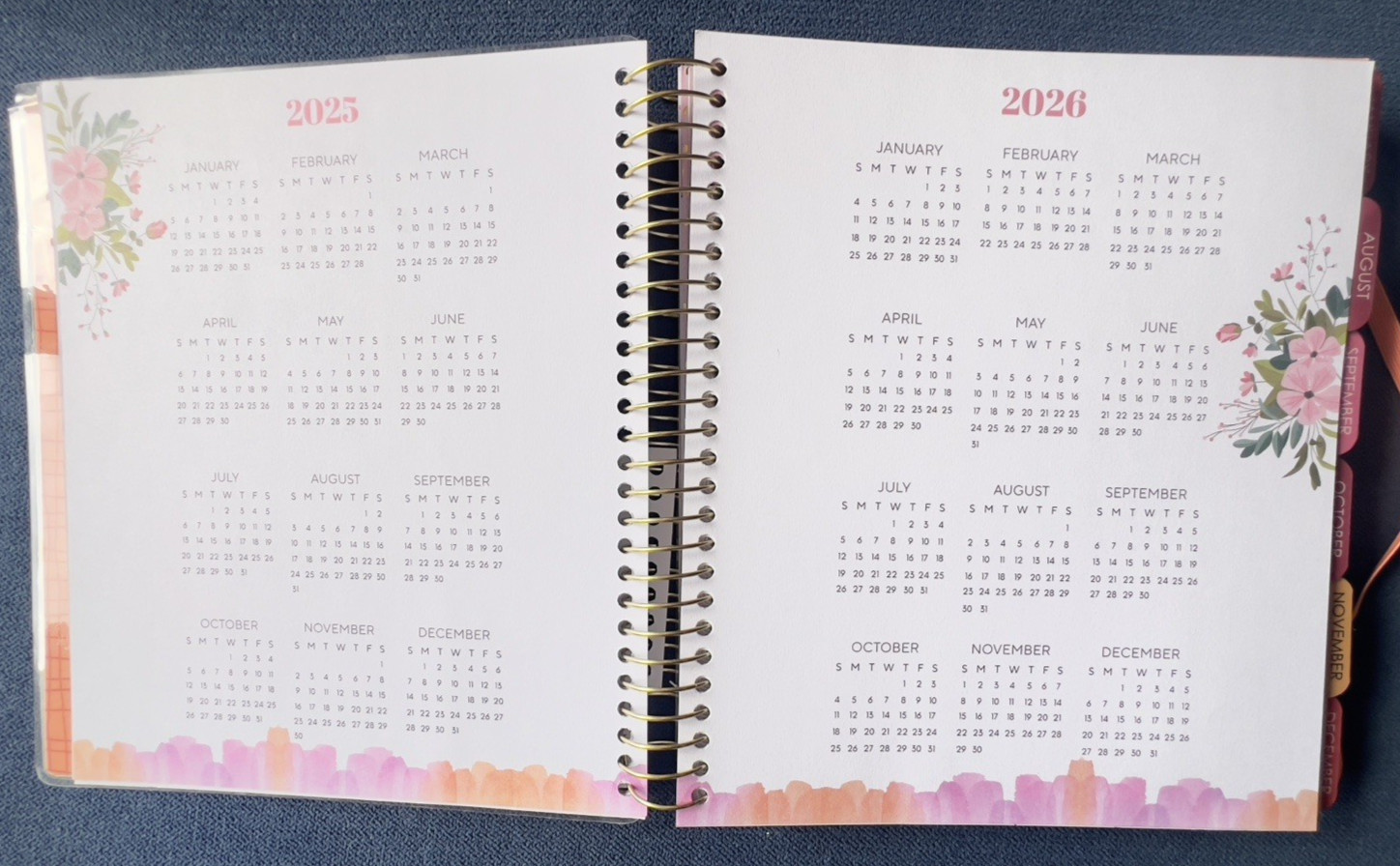 17 Month Planner ZINNIA GARDEN Aug 2025 -Dec 2026 Weekly Planning Note Page Gift