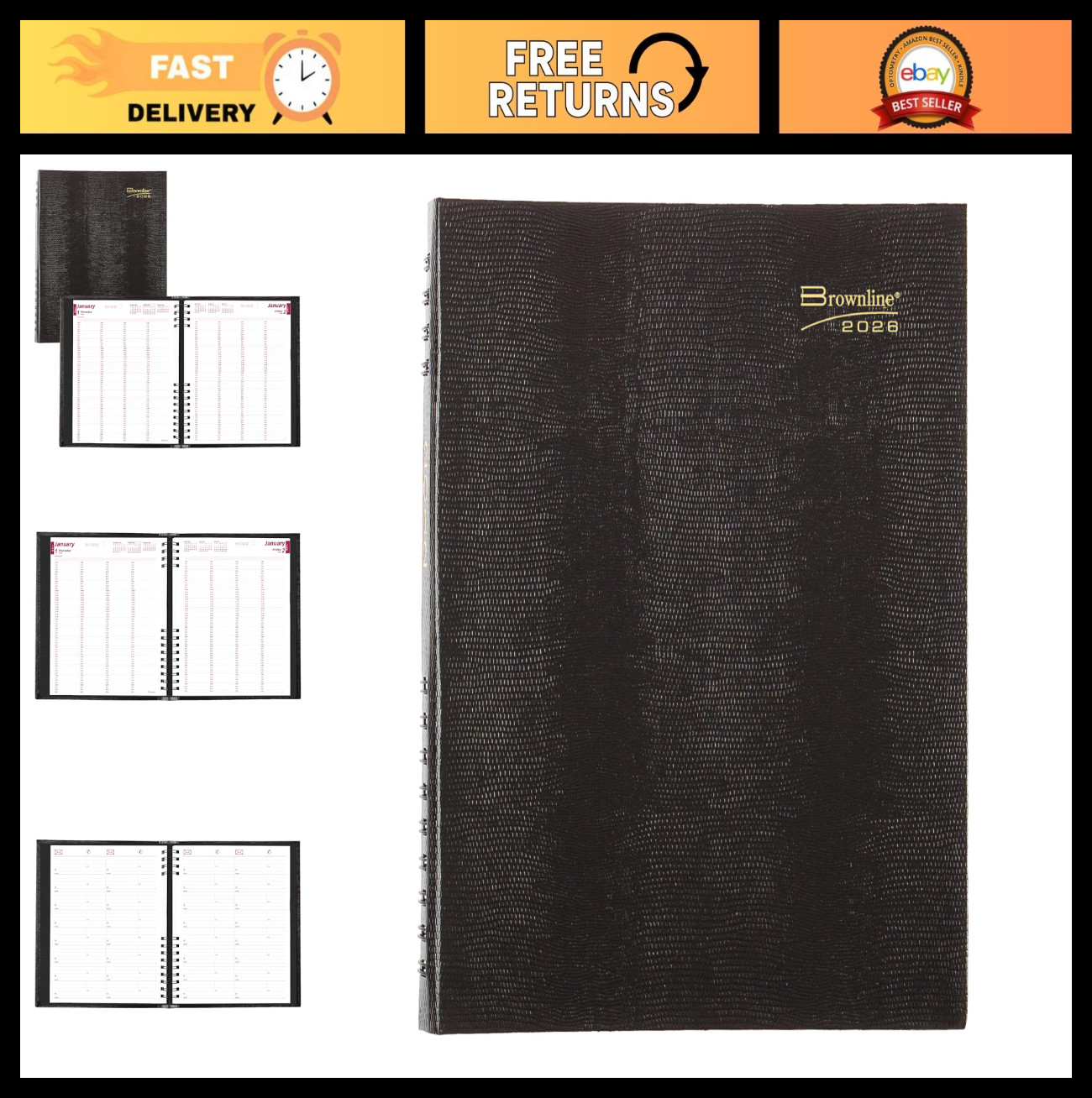2026 Daily Professional Planner – 4-Person Appointment Book, Twin-Wire Binding,
