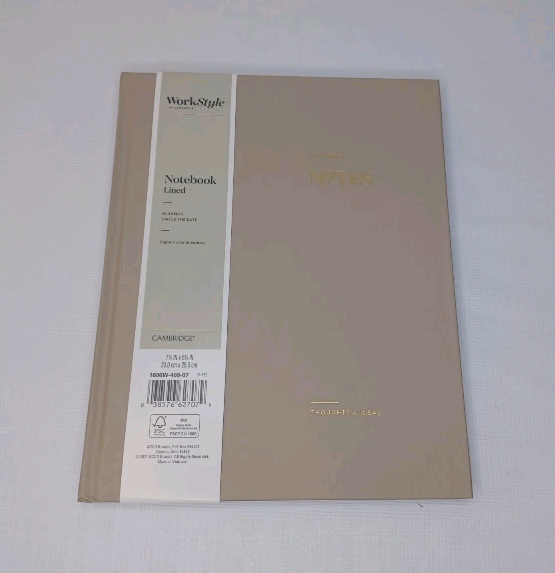 Cambridge Work Style Lined Notebook Hardcover Book 96 Sheets Circle Date Notes