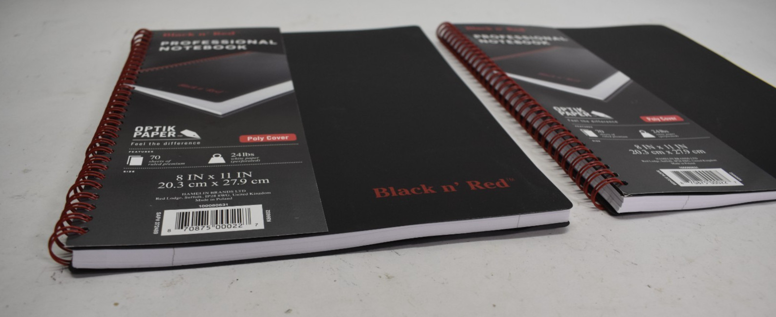 Lot Of 2 Black N’ Red Poly Cover Twin Wire Notebooks 70 Sheets 8″ x 11″