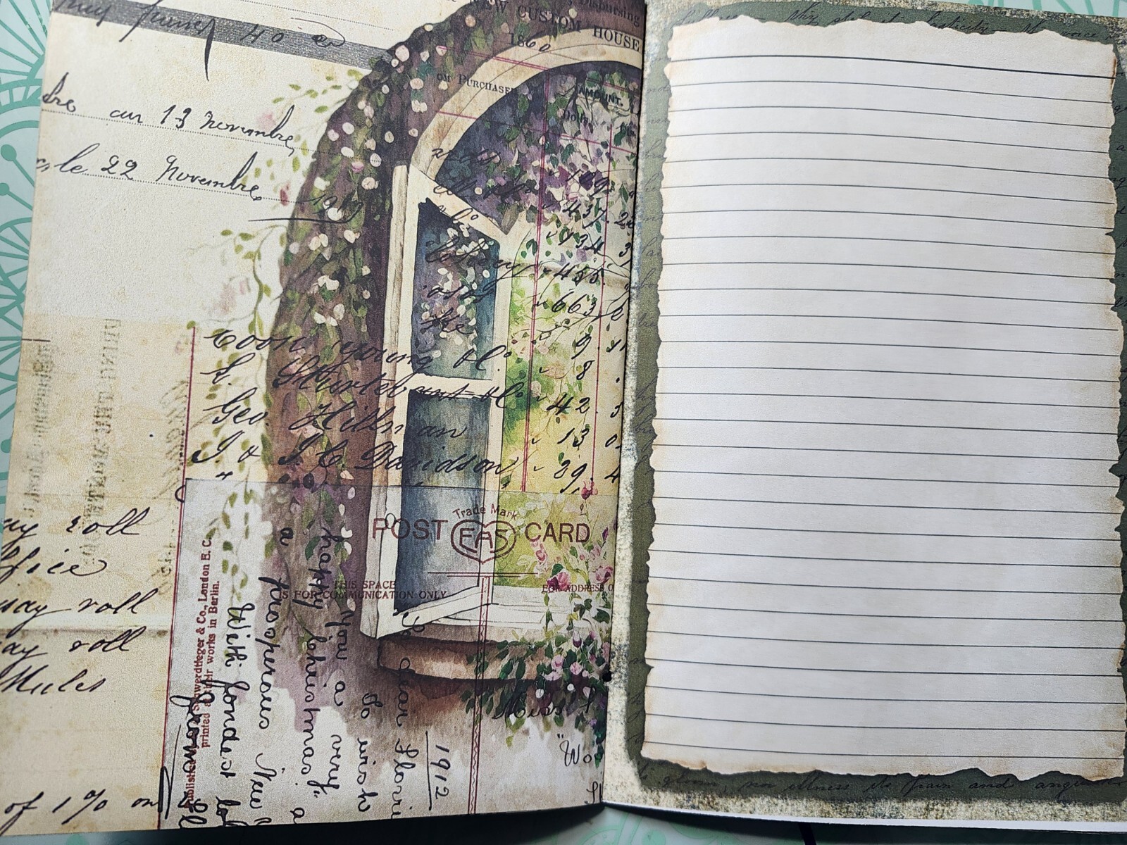 Junk Journal BOOKLET “FLORAL WINDOWS 2” HANDMADE Flowers, European Architecture