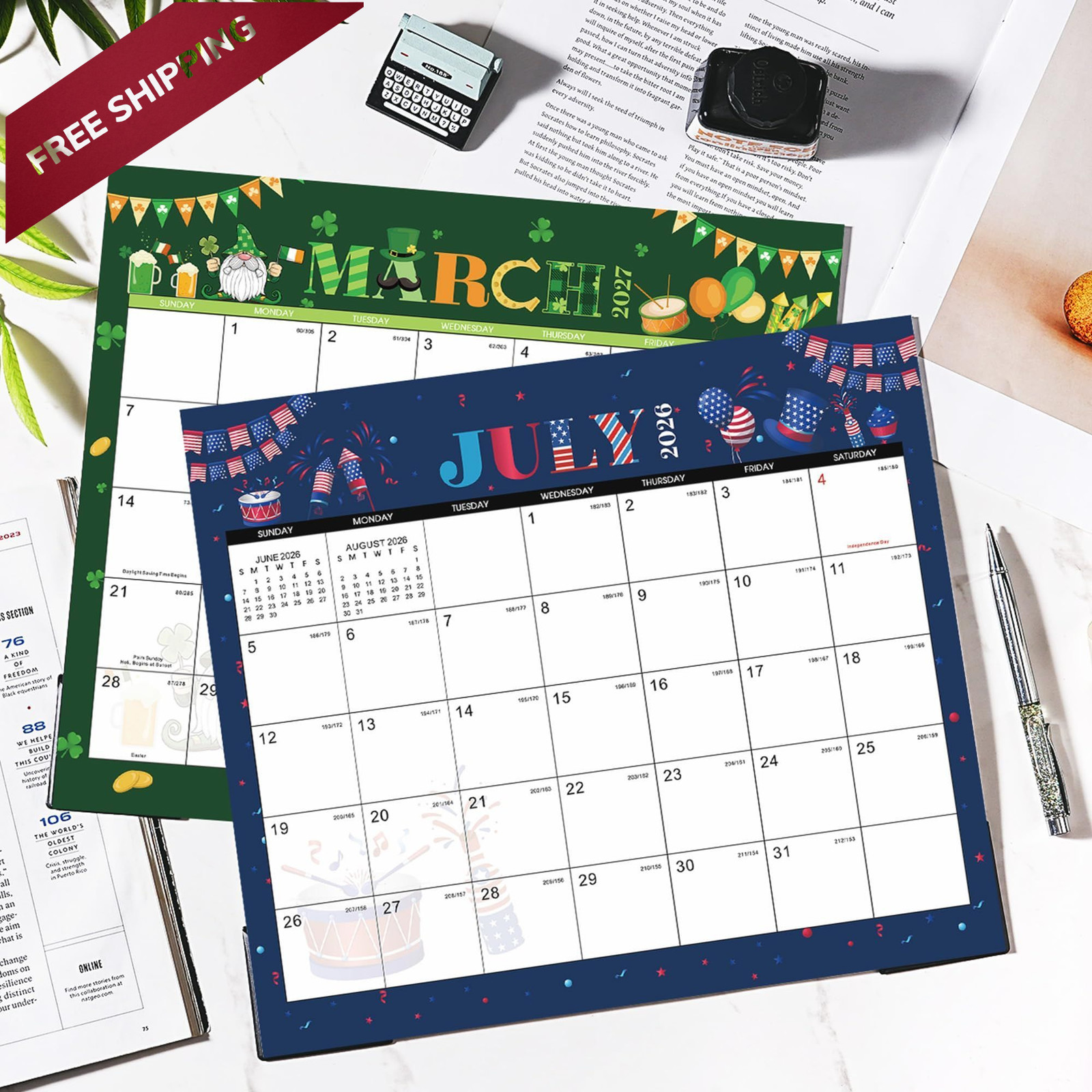 2026-2027 Magnetic Calendar – for Refrigerator Colorful