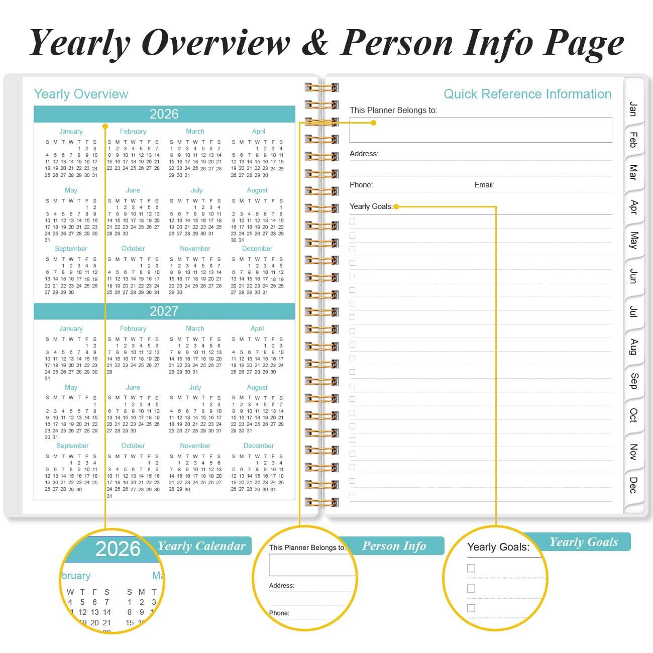 2026 Planner – 2026 from January 2026 – 6.4″ x 8.5″, Blue Watercolor