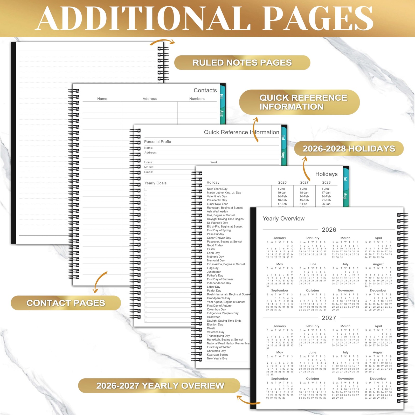20262027 Academic Planner 9×11 Weekly Monthly Colorful Tabs Black
