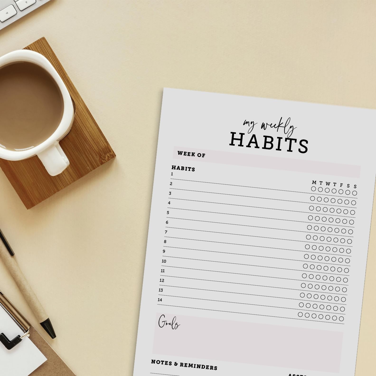 CARDAMONOLY Habit Tracker Notepad 6 inches X 9 inches, My Weekly Habits 6 x 9