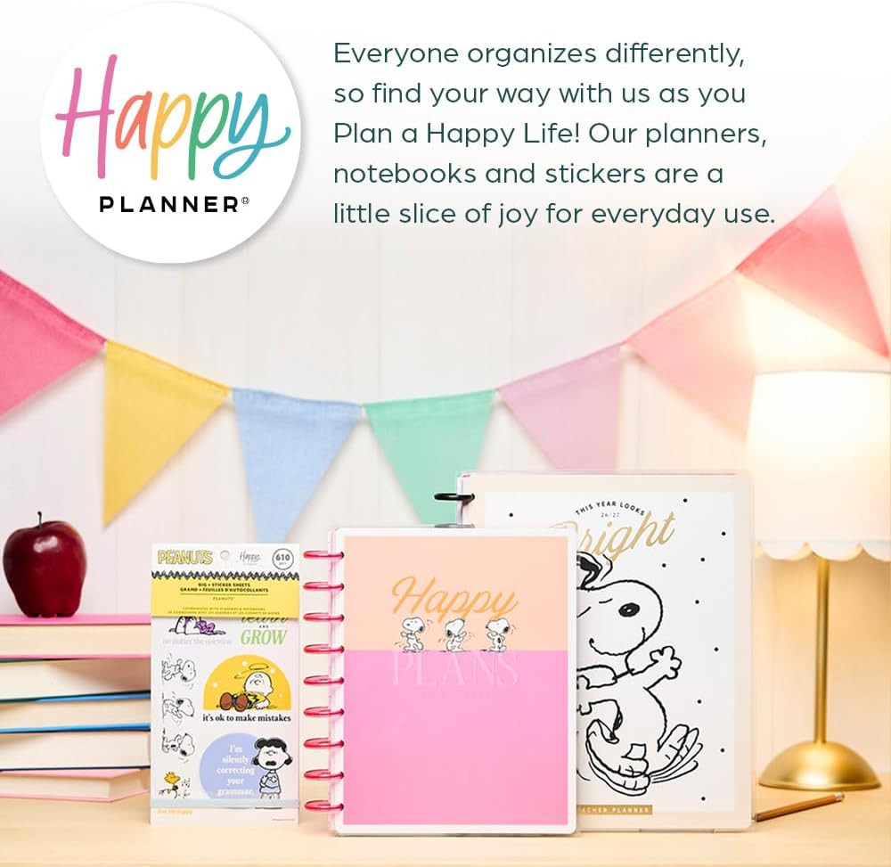 Happy Planner Peanuts Disc-Bound 12-Month Academic Planner, July 2026–June 2027,