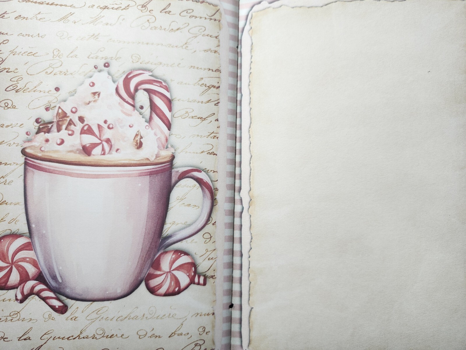 Junk Journal Booklet “PINK CHRISTMAS” Christmas Pink Holiday LG 9X6 40pgs