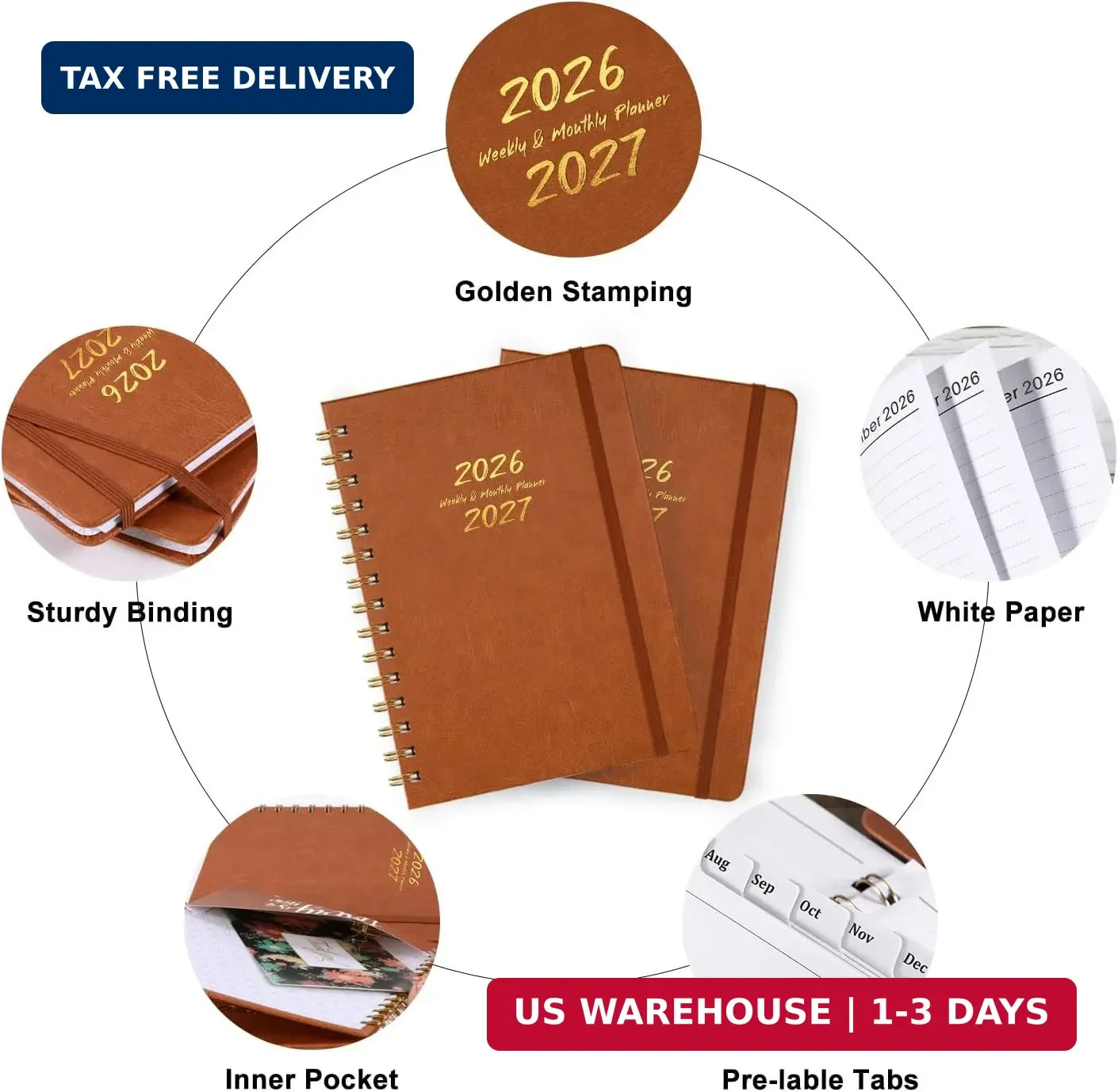 Planner 2026-2027 – Weekly & Monthly 2026-2027 Planner with Twin-Wire Binding, J