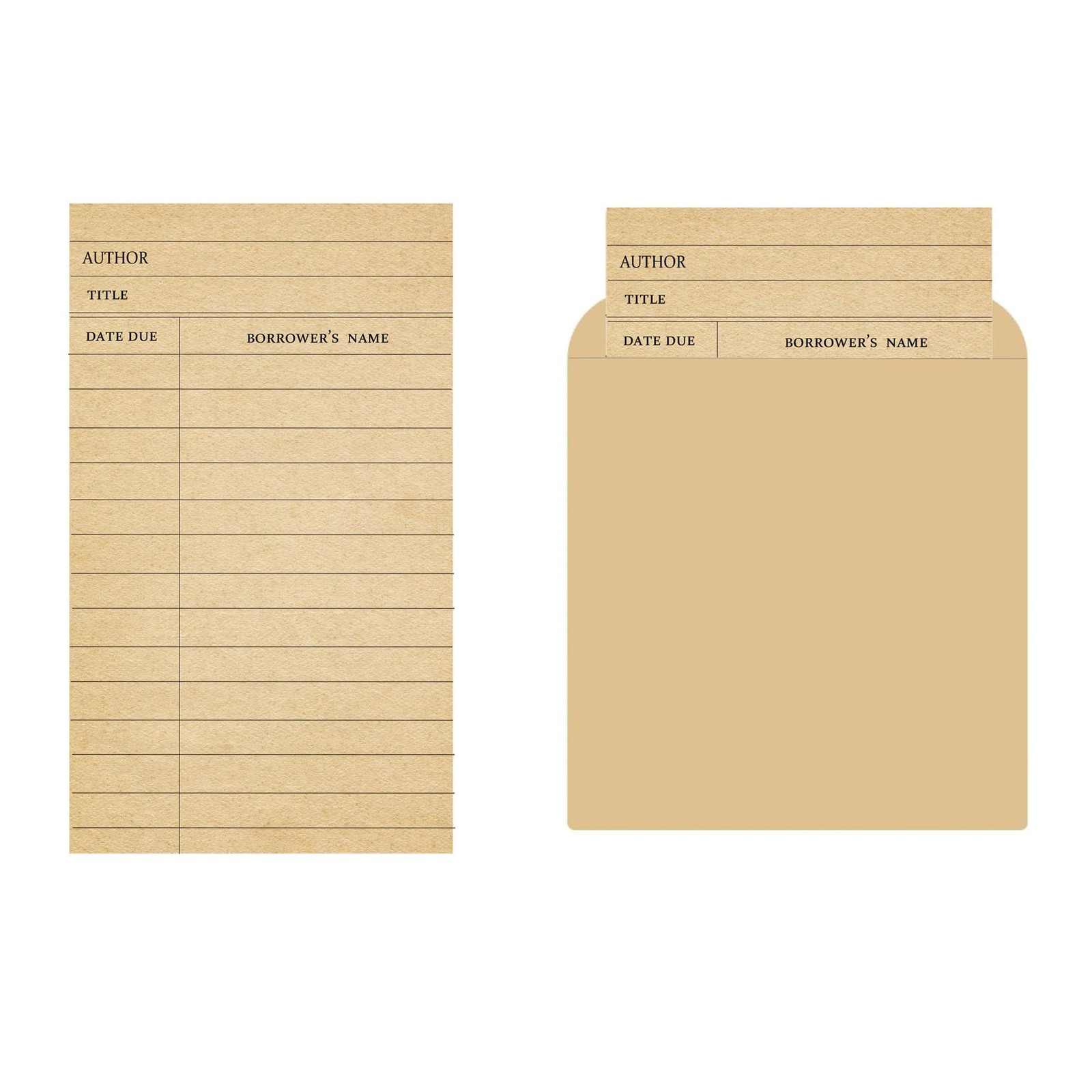 80 Pack Vintage Library Card Pocket with Envelopes Self Adhesive Book Checkou…