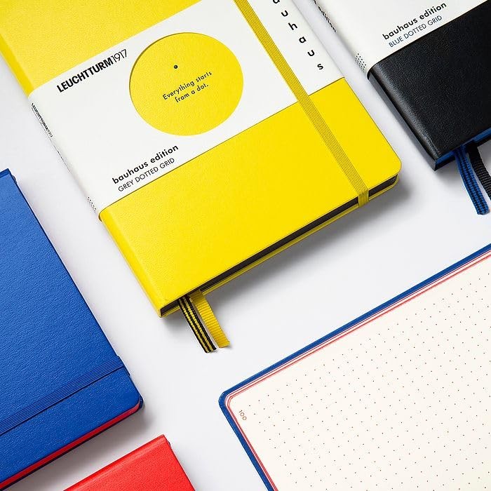 A5 Medium Bauhaus Notebook Hardcover 251 Pages Elastic Closure Expandable Pocket