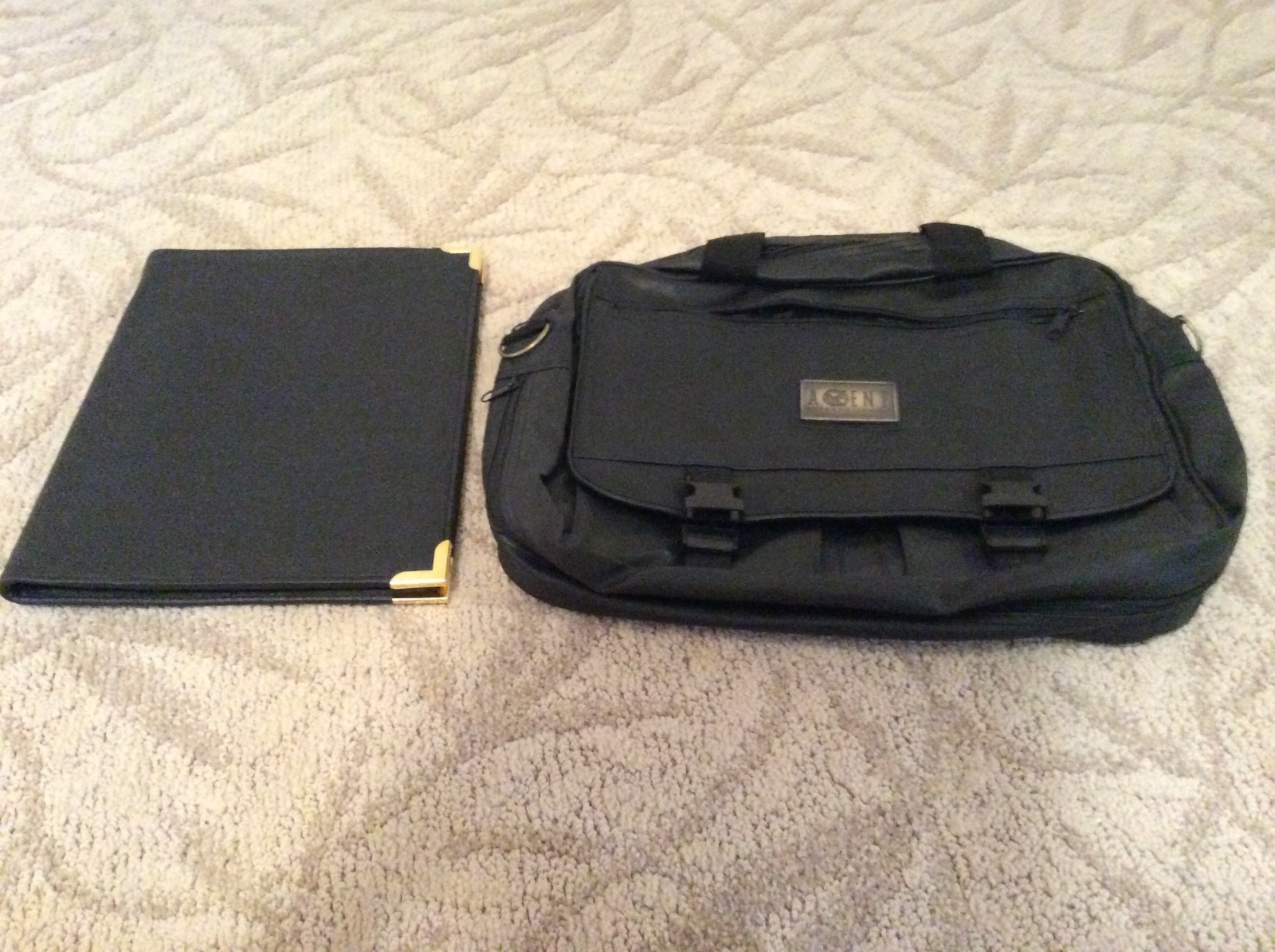 Set of 2: faux leather deluxe document bag with matching writing folio pad nwt