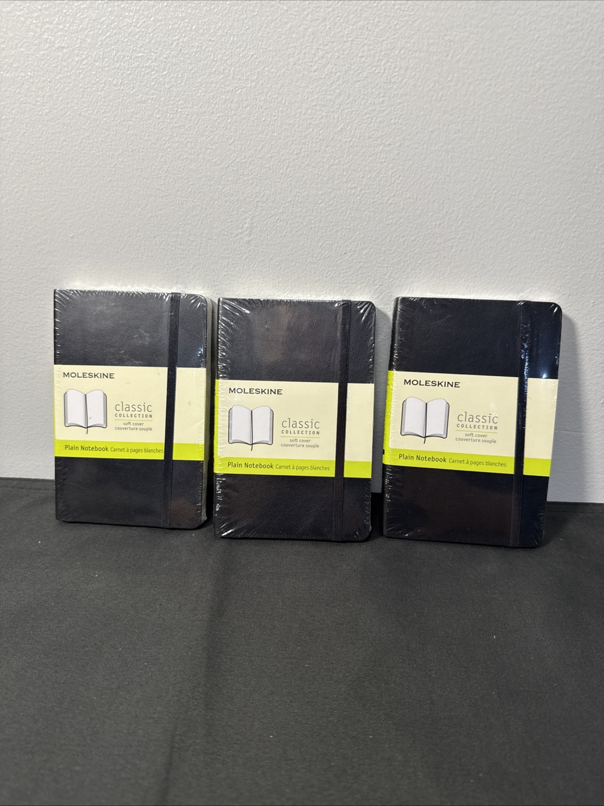 3 Moleskine Classic Plain Notebook, Small 192 pp, Black, Hard Cover 3.5″ X 5.5″