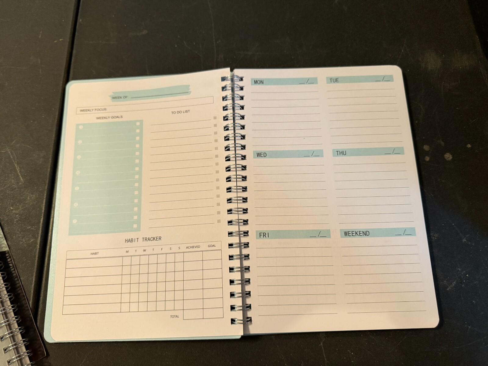 Weekly Planner Non Dated 52 Week Self Fill Spiral Bound – Blue/gold (158)