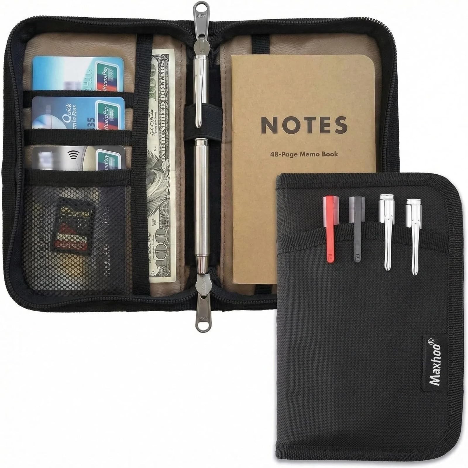 Maxhoo Journal Cover for Field Notes Notebooks, Pocket Notebook Black