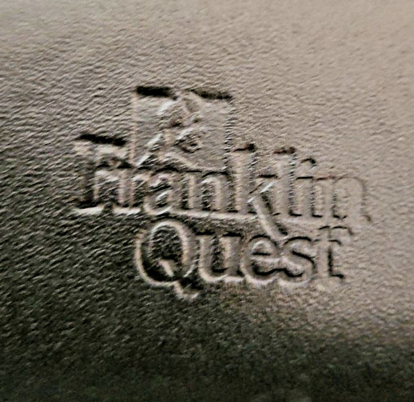 VTG Franklin Quest 11.5″ Black Leather 7-Ring Binder Organizer Handles Straps