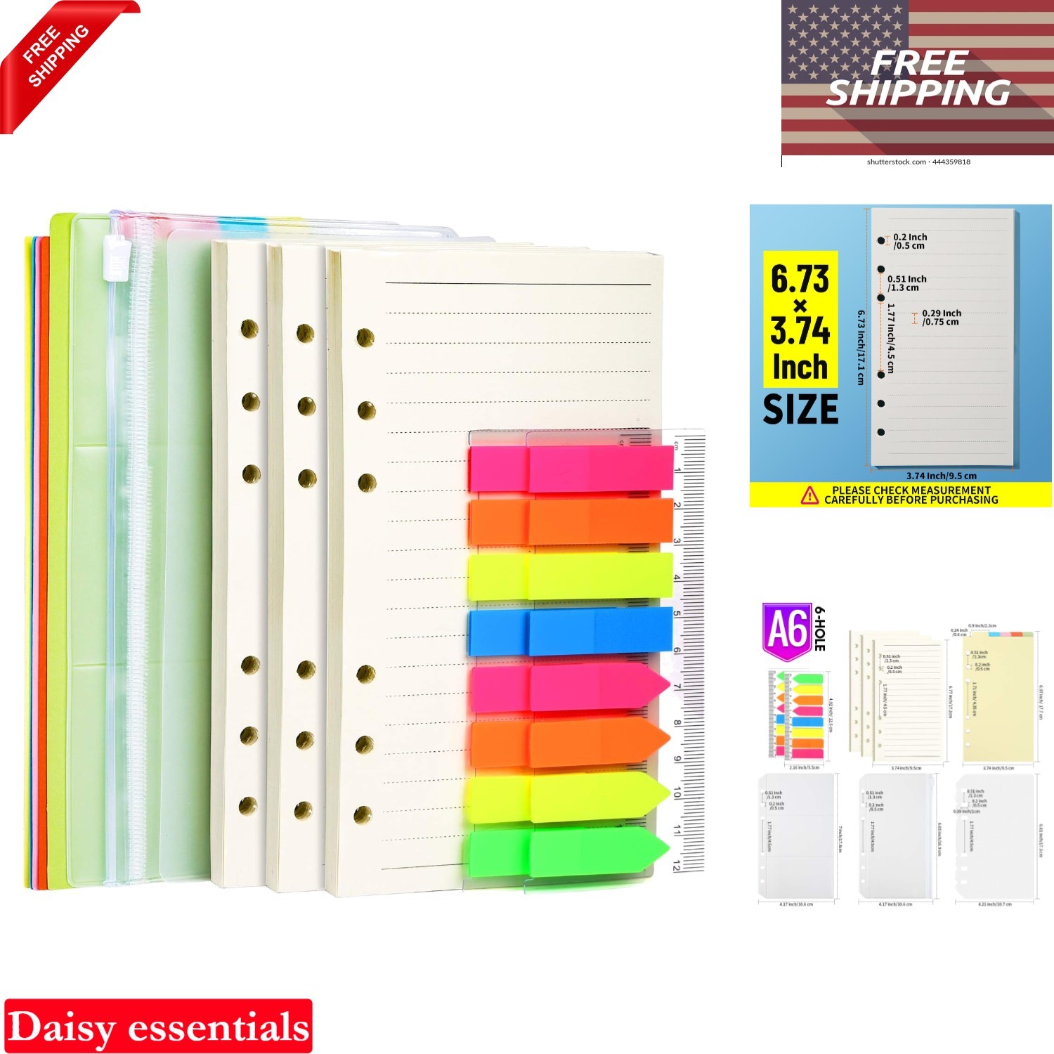 A6 Refill Paper Kit with Dividers Pockets and Index Tabs for Planners