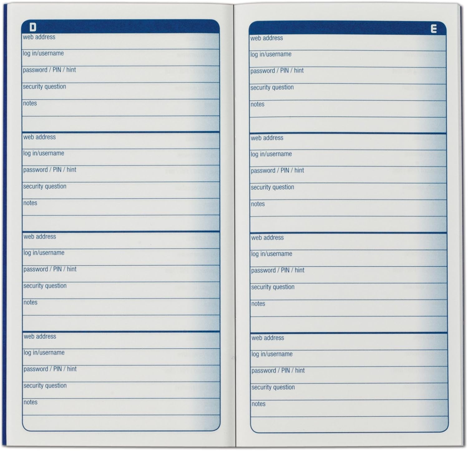 Adams Password Journal, 6.25 x 3.25 Inches (APJ99), 1 Count (Pack of 1), Blue