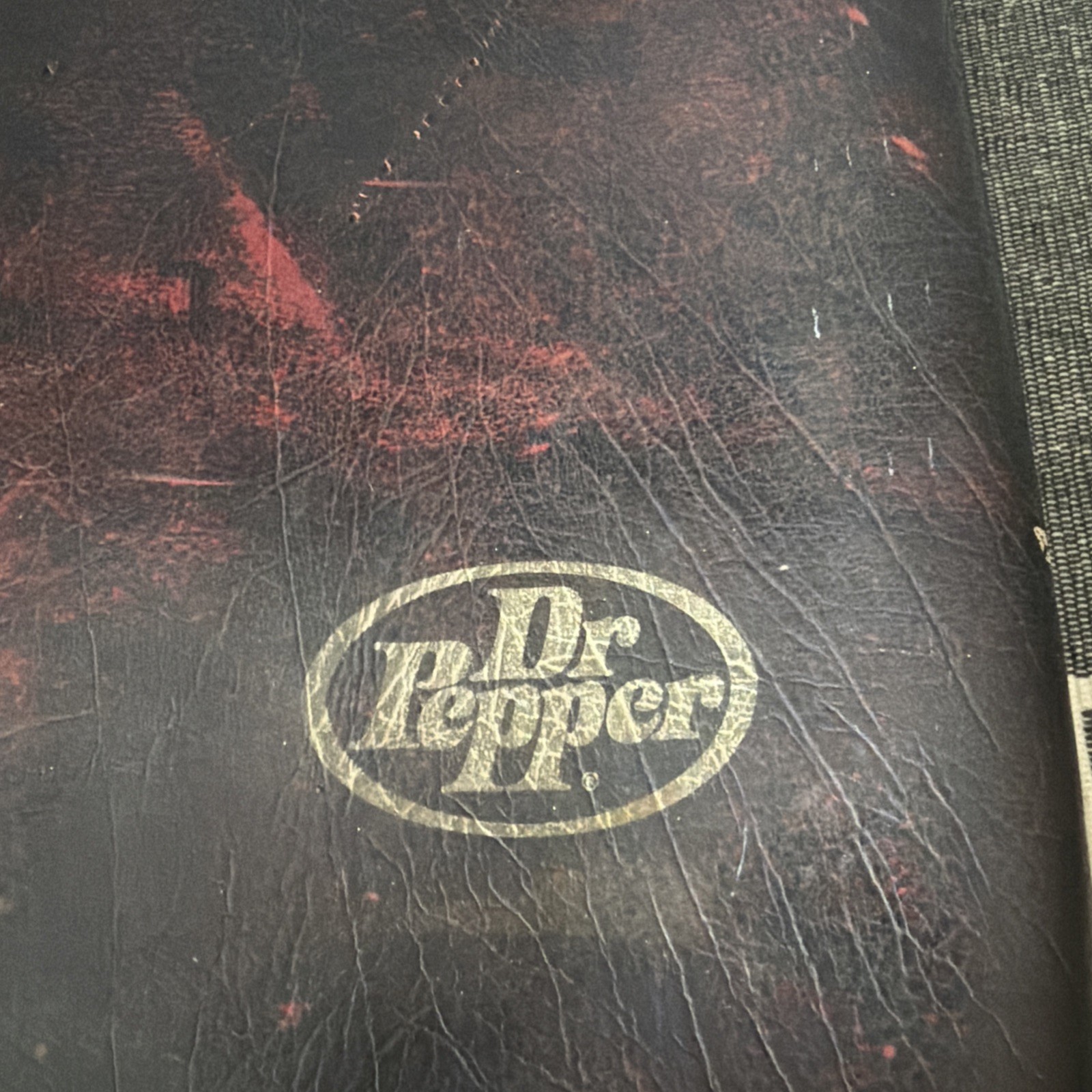 Vintage Dr. Pepper Leather Portfolio Folder Brown with Zipper 16×11