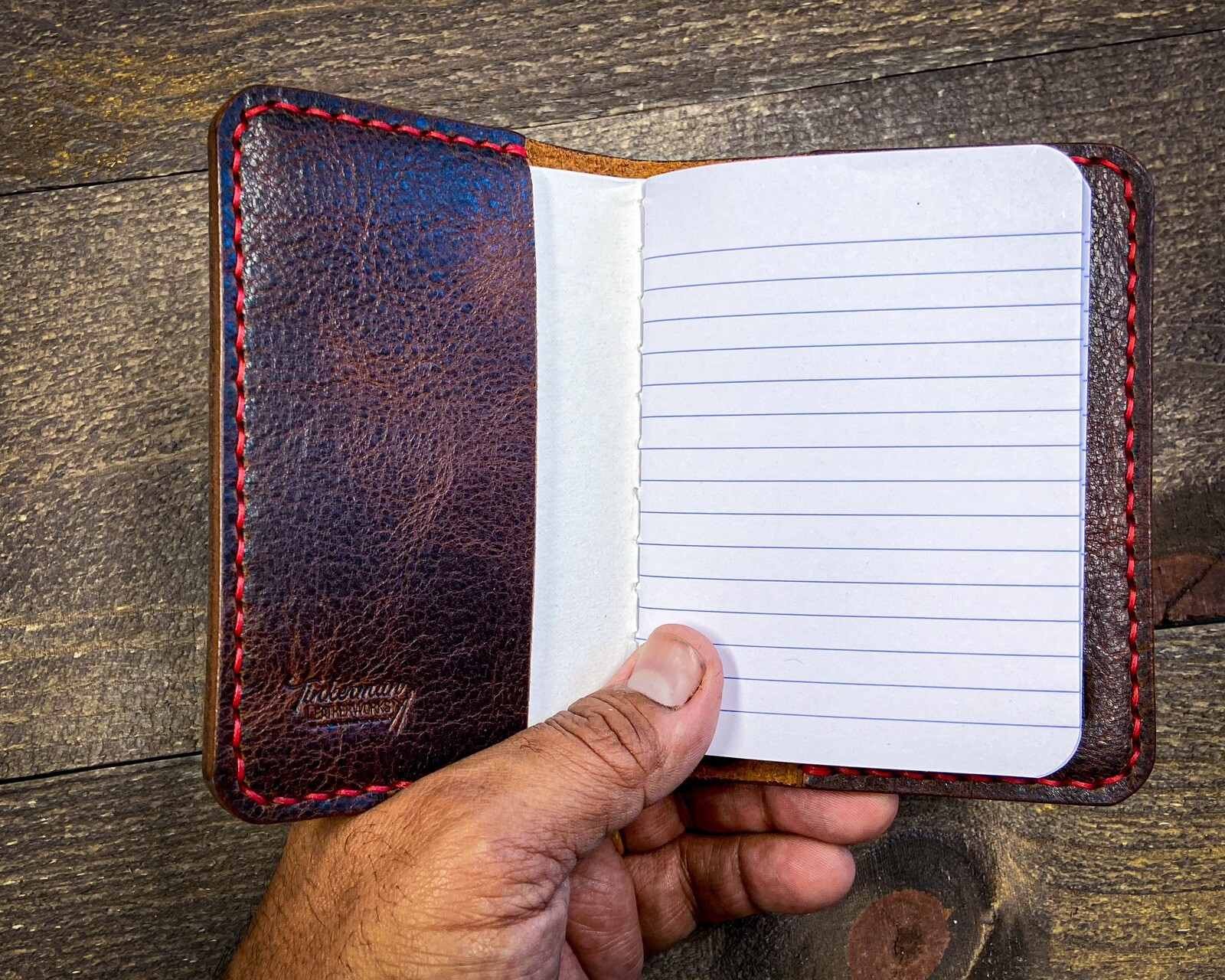 Pocket Notebook Leather Refillable Mini Composition Book Cover Notepad Handmade
