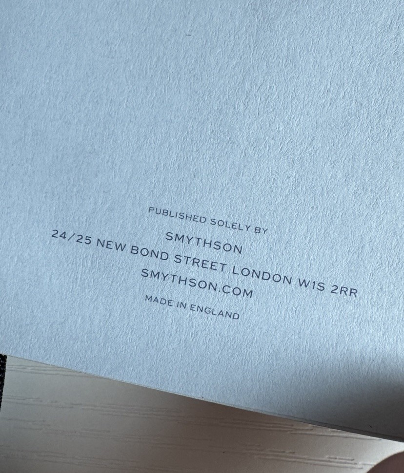 Unused Smythson of Bond Street Featherweight Black Leather Pocket Notebook