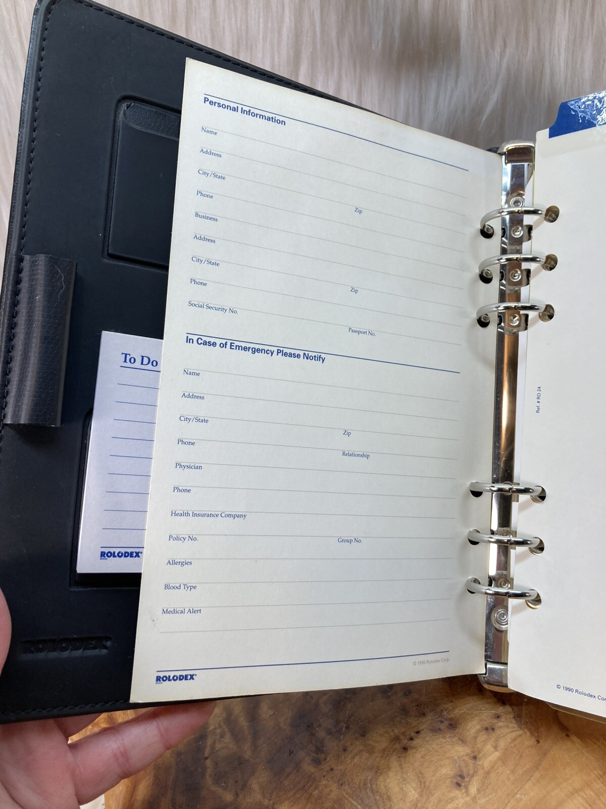 Vintage Rolodex Personal Organizer Day Planner Black Model RO600 6 Ring 1990’s