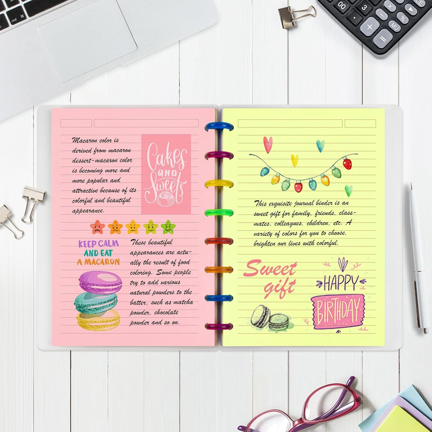 Junior Size 8 Discs 120gsm Discbound Refill Paper, Discbound 5 Colorful Line Pap