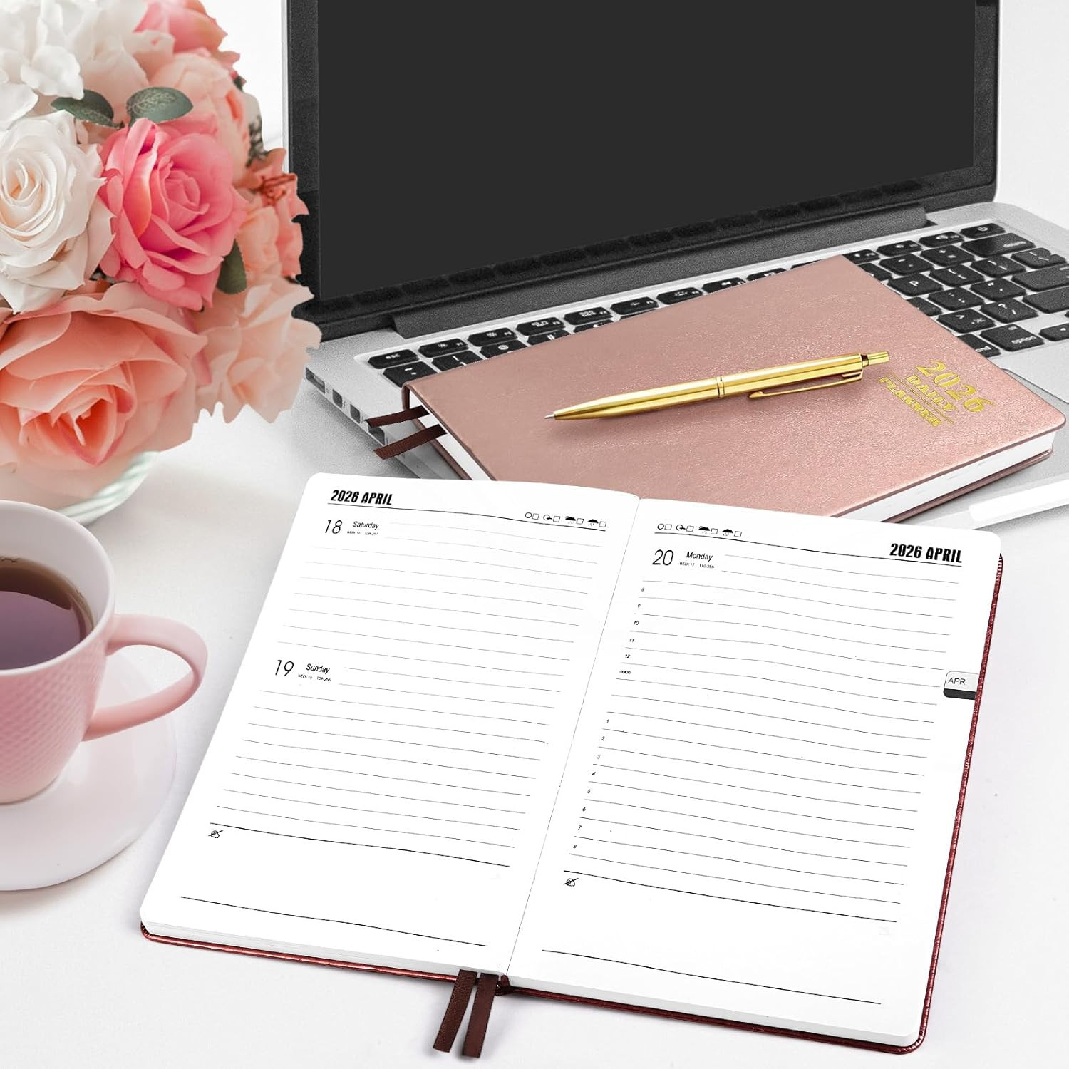 Daily Hourly Planner 2026 Full Page per Day, 2026 Diary 5.7 X 8.3″ Hardcover App
