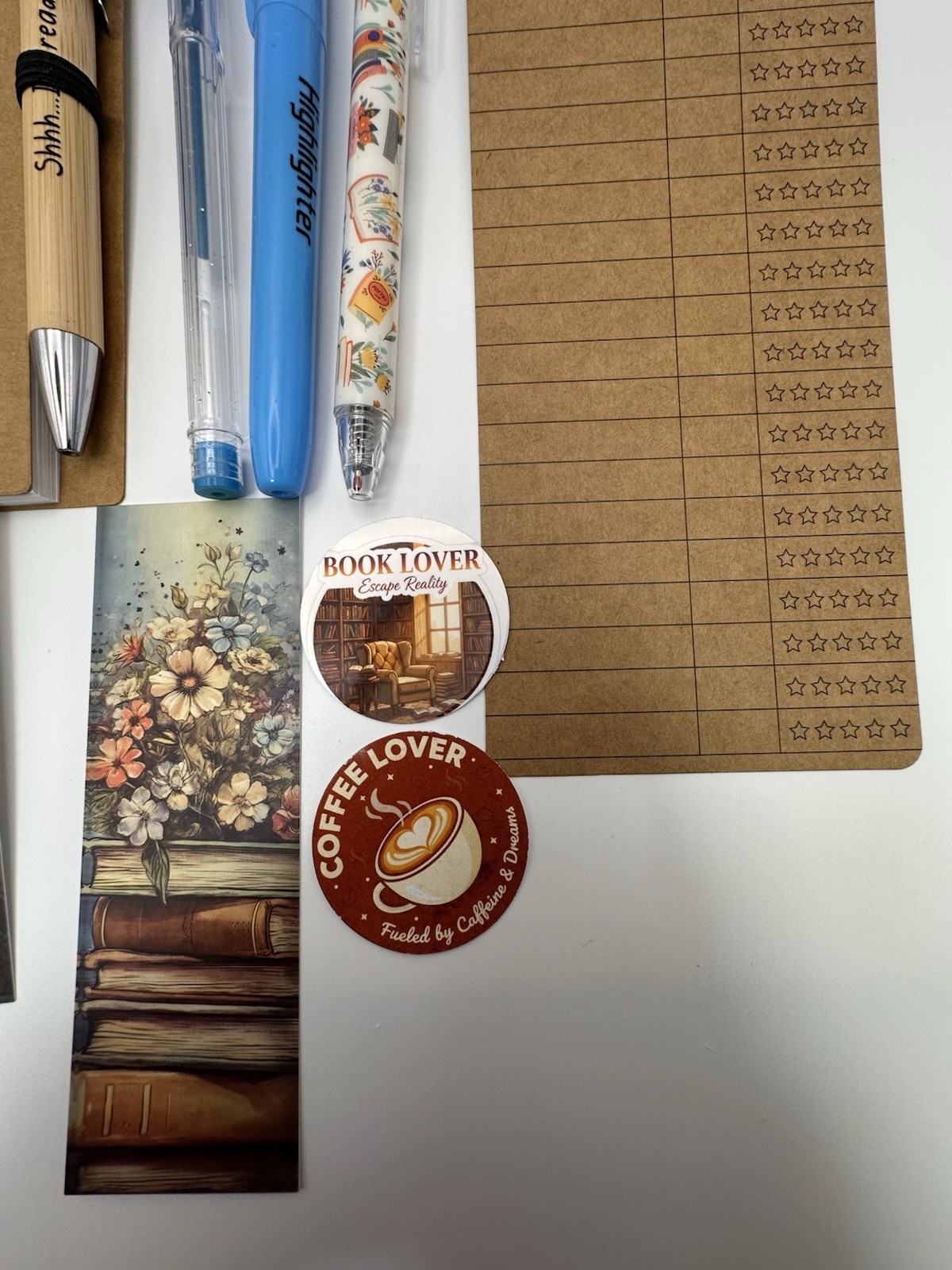 “SHHH… I’M READING” Spiral Bound Journal Set w/ Pens, Pad & Stickers blue set