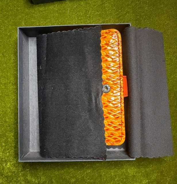 NIB Raika Leather Mini Agenda Pocket Address Book Orange Lizard Embossed Case US