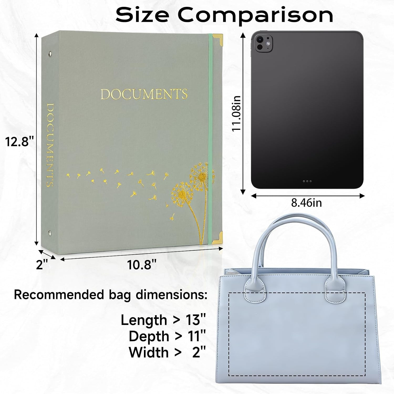 Important Document Organizer with 9 Pockets, Aesthetic Folio Folders 3-Ring Acco