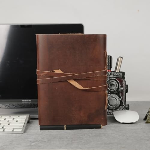 KomalC Dark Tan Leather Journal 8×6 | Handmade Vintage Notebook with Unlined …