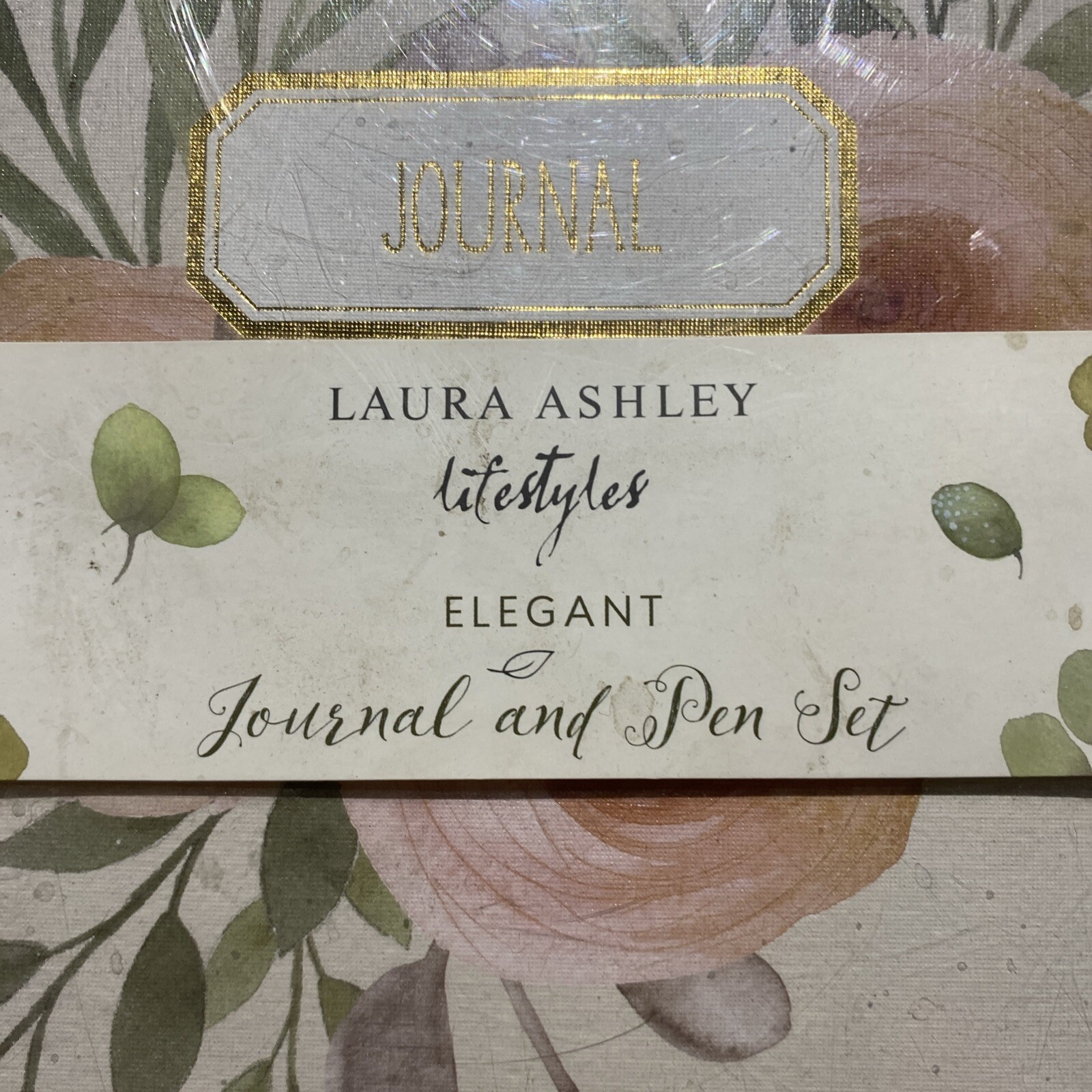 Laura Ashley Paper Plastic Journal Notebook & Pen Gift Stationery Set