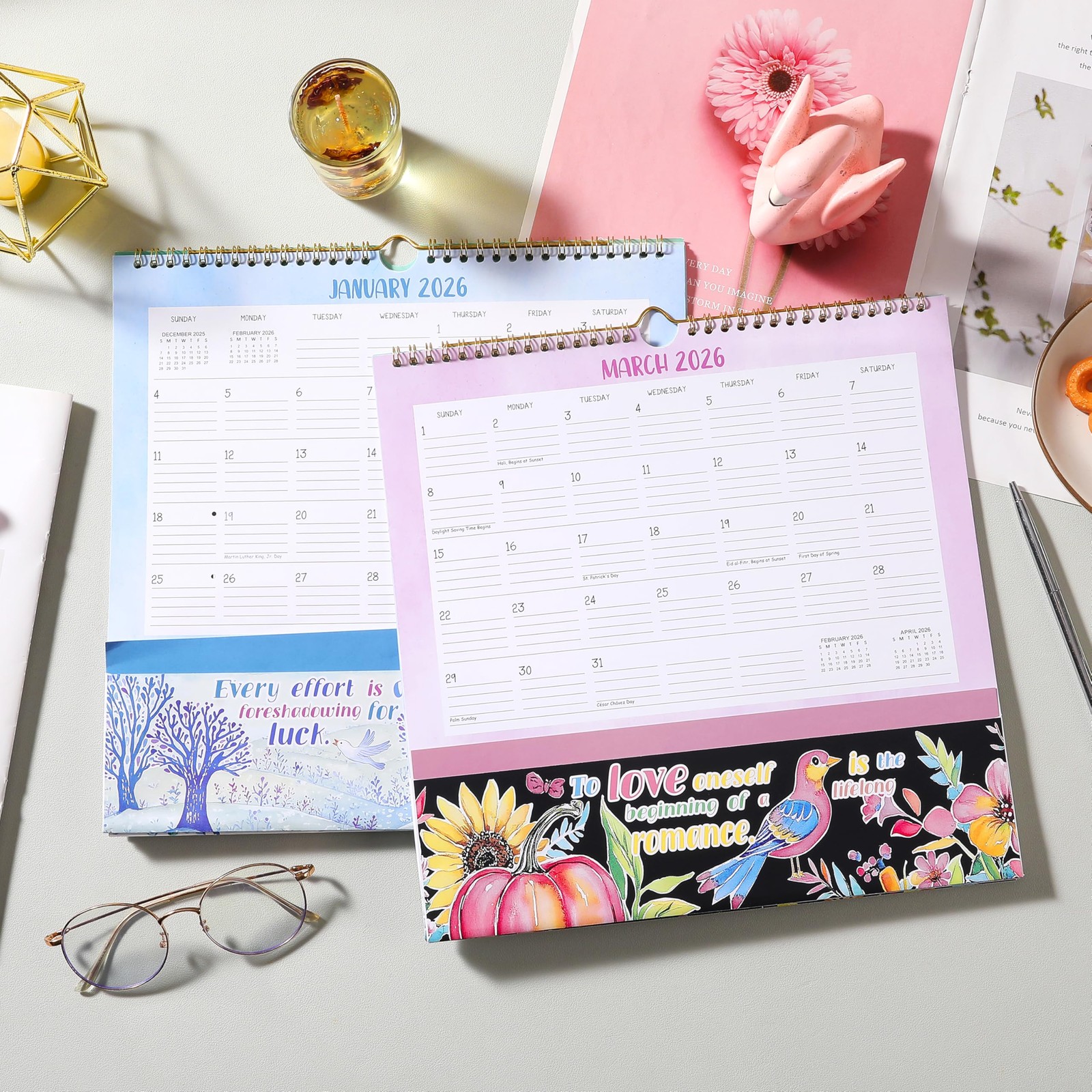 2026 Wall Calendar – 2026 with Pockets, 12″ x 12″, Jan. 2026 – White