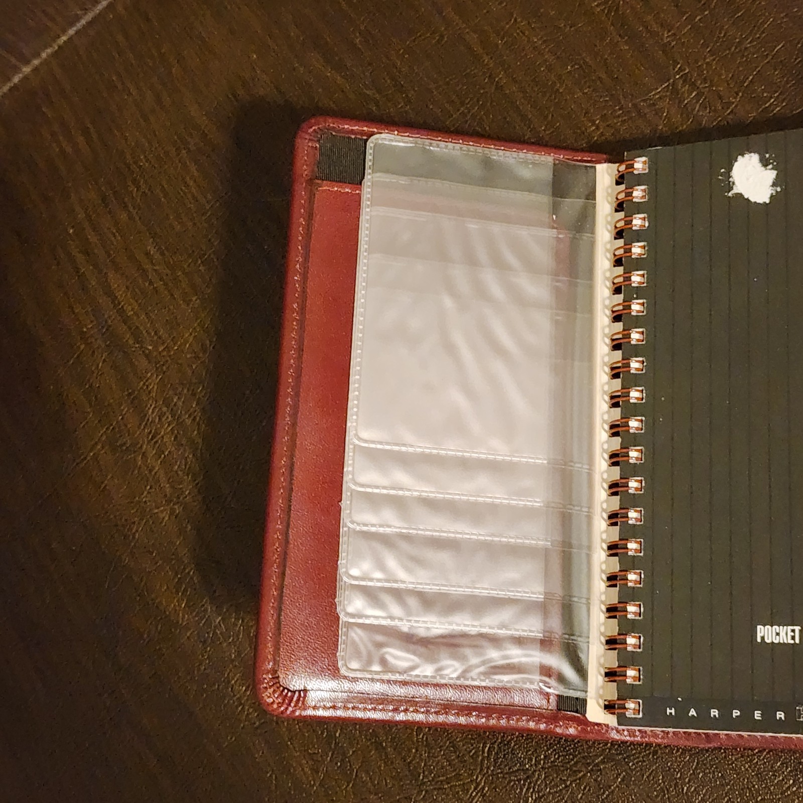 Vintage 1987 Harper House Genuine Leather Small Planner Agenda Burgundy w/ Pen
