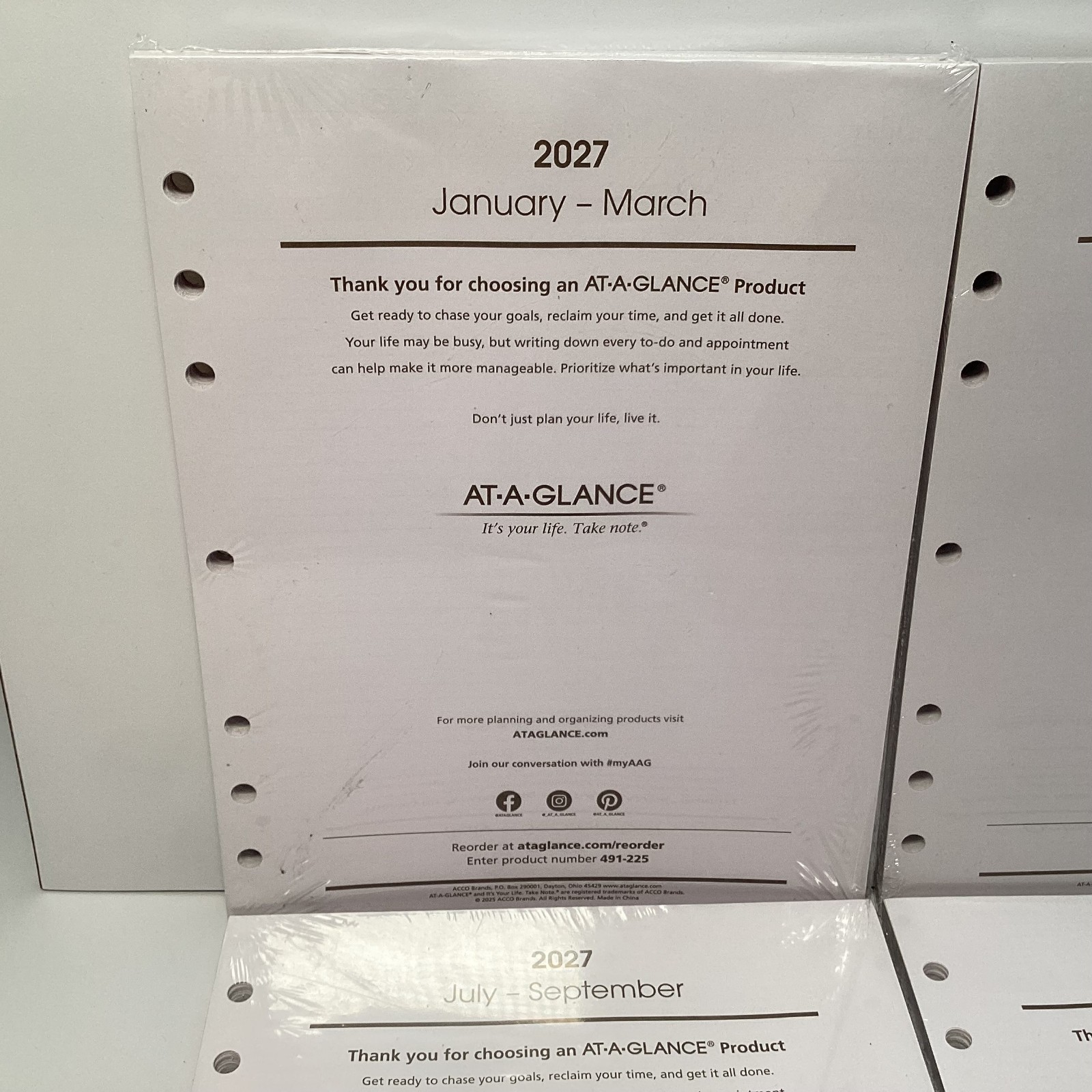 AT-A-GLANCE 491-225 Desk Planner Refill Pages Full Year 2027 8.5″ x 11″