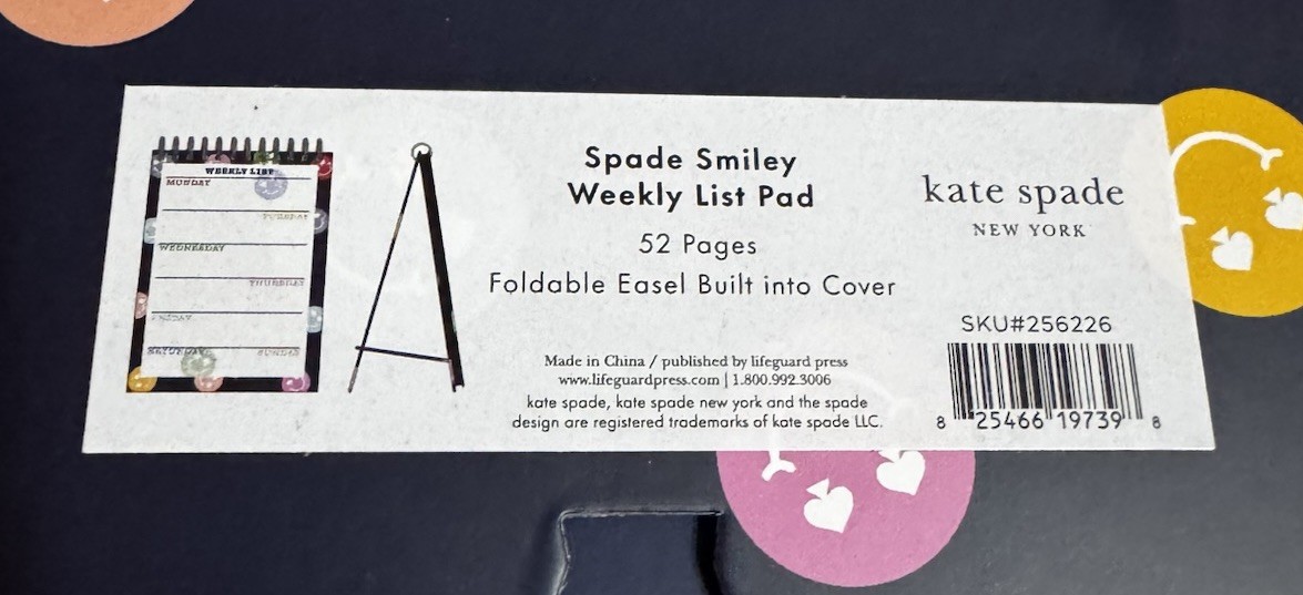 Kate Spade Smiley Face Weekly Planner, New
