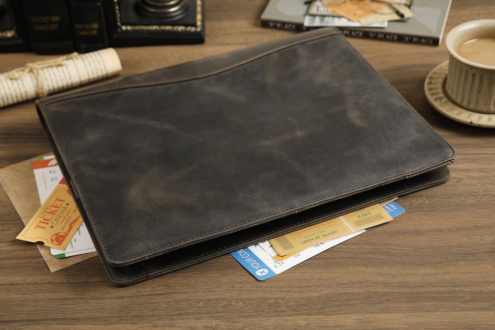 Personalized Leather Padfolio for Lefty, Business Portfolio Binder with Notepad