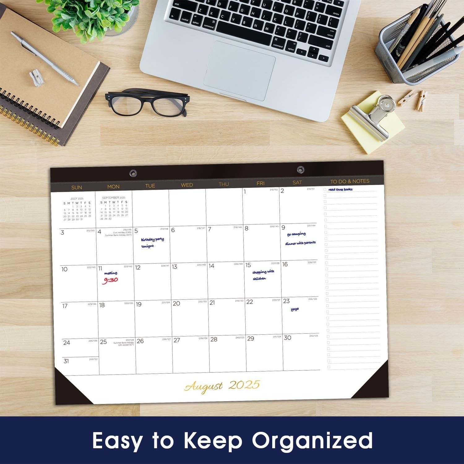 2025-2026 17″ x 12″ Monthly Desk Pad Calendar, White/Black