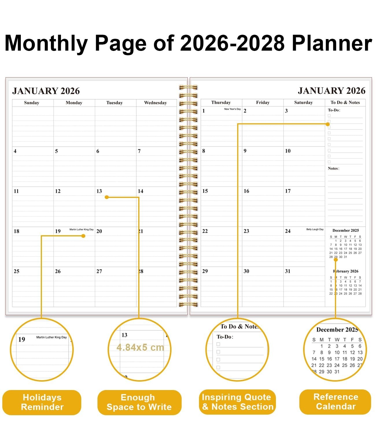 36-Month Monthly Planner 2026-2028, Flexible Cover, Inner Pocket, 8.5″ x 11″, Co