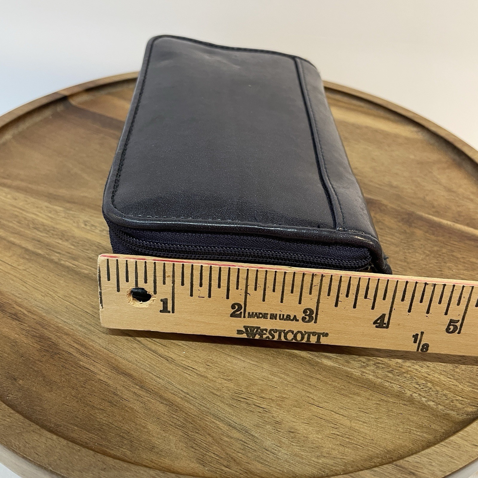 Vintage 80’s-90’s Women’s Organizer Planner Wallet Snap Tab Zip Navy Blue