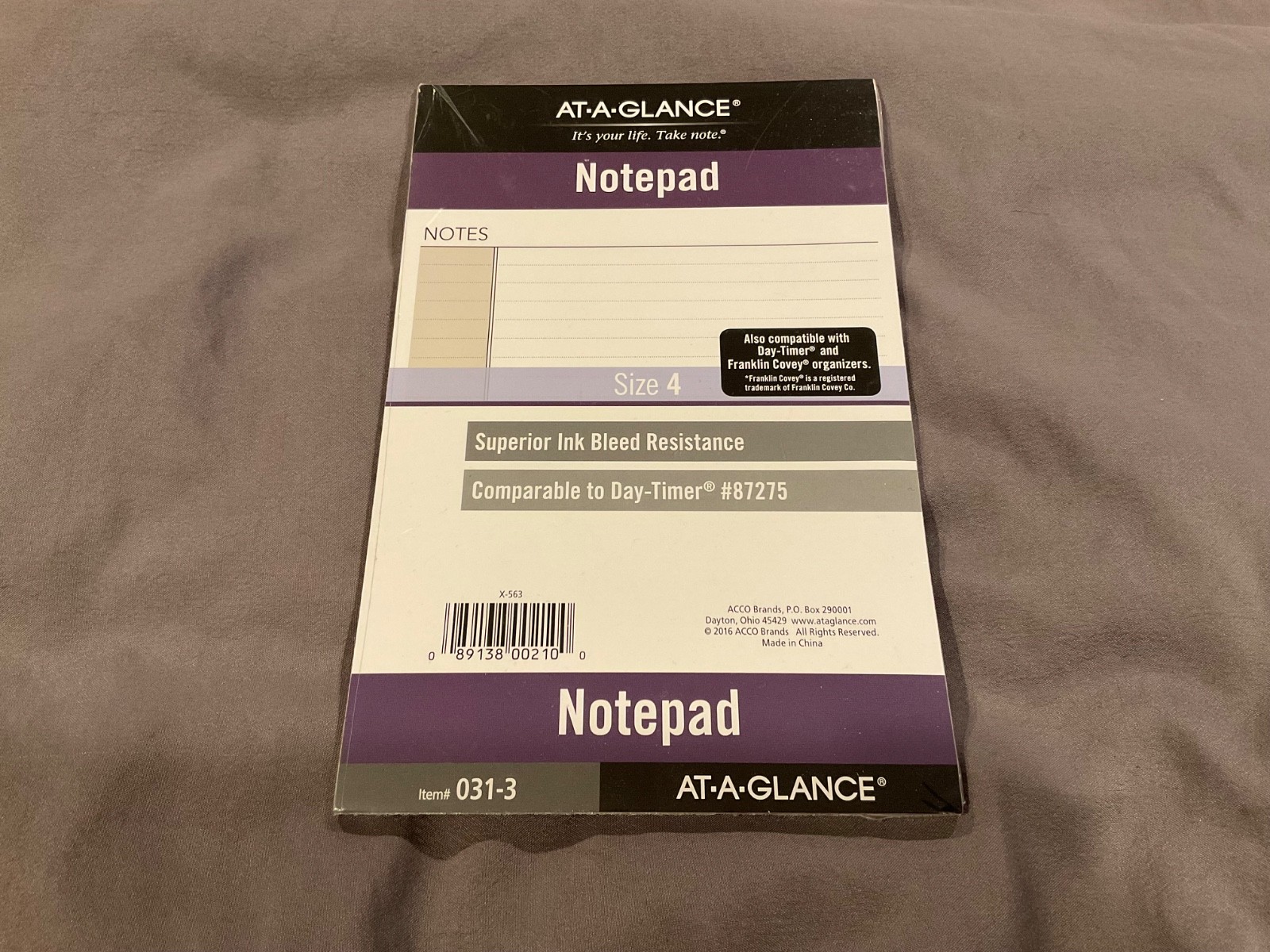 New At A Glance Notepad Lined Pages Size 4 # 031-3 At-A-Glance