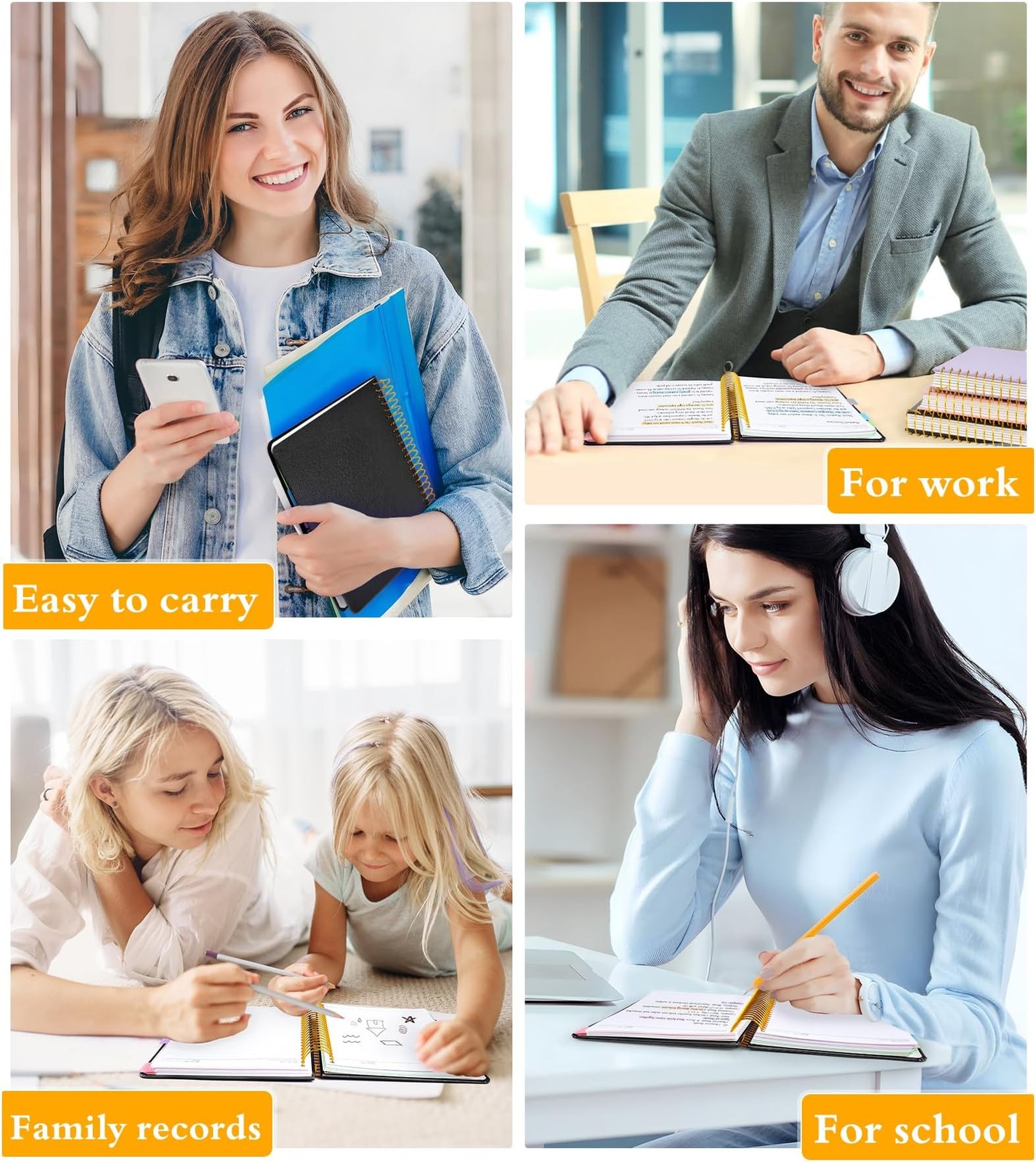5 Subject Notebook College Ruled with Removable Pocket Dividers Tabs, 240 Pag…