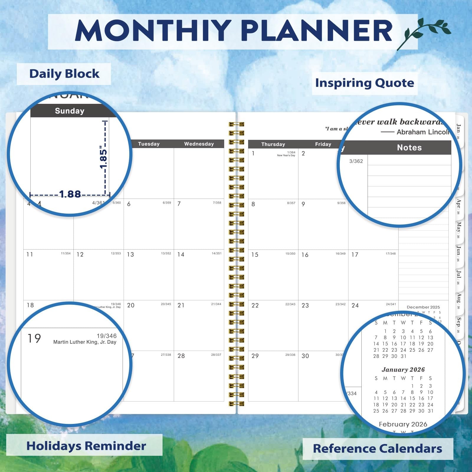 Monthly Planner 2026-2027 – 2 Year 9 inches x 11 inches, Multicolor