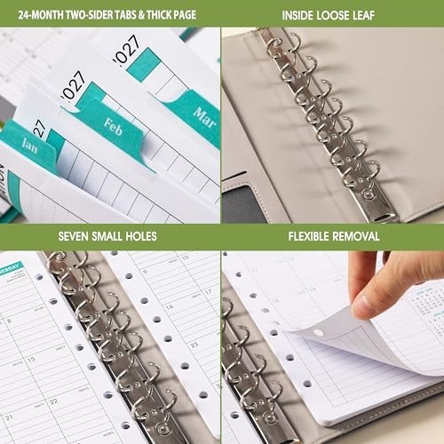 2026-2028 Monthly Planner Refill – Planner Inserts with 7-Hole Punched, 5-1/2″ X